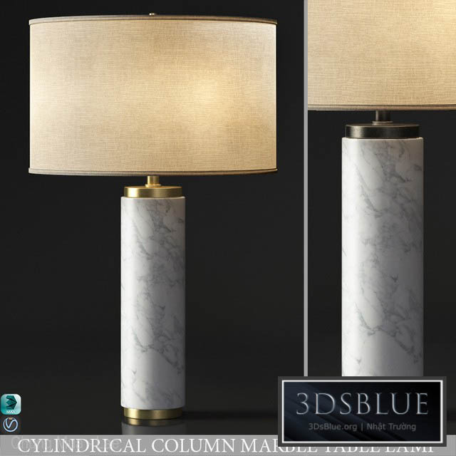 CYLINDRICAL COLUMN MARBLE TABLE LAMP 3DS Max - thumbnail 3