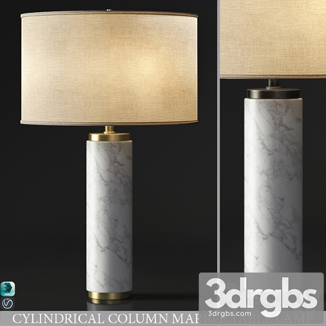 Cylindrical Column Marble Table Lamp 3dsmax Download - thumbnail 1