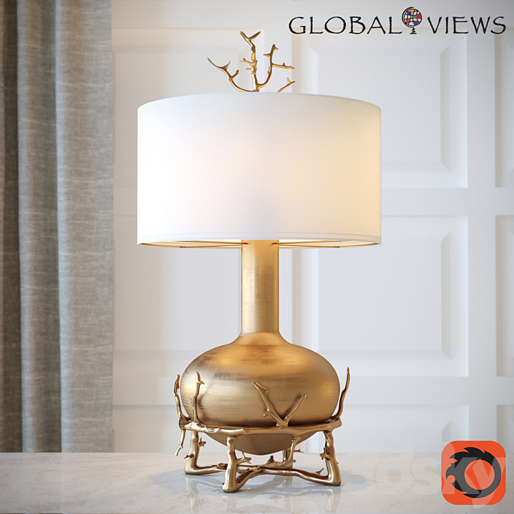 Fat Brass Twig Table Lamp 3DS Max - thumbnail 1