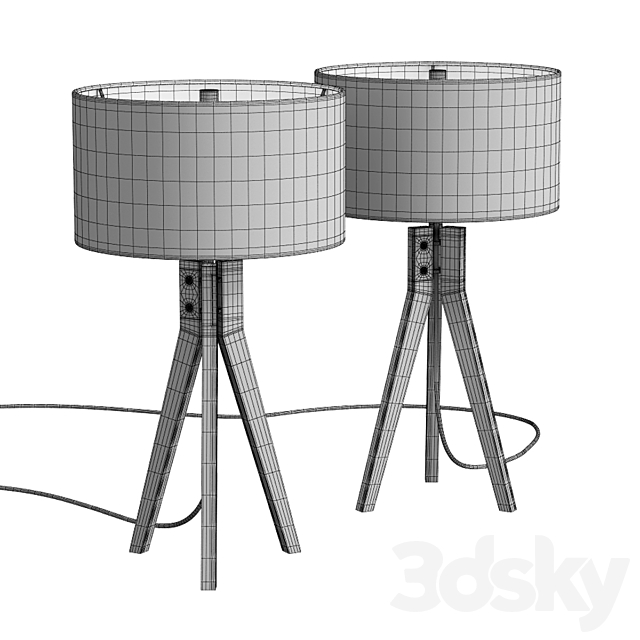 Folk Tripod Table Lamp 3DS Max Model - thumbnail 3