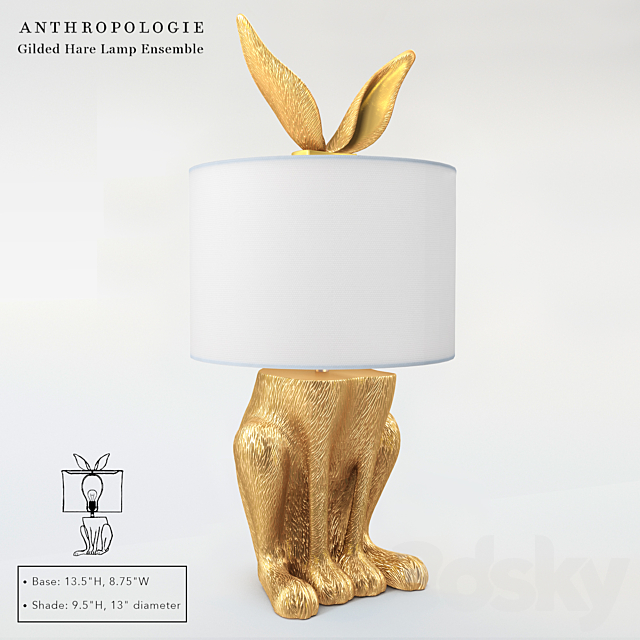 Gilded Hare Lamp Ensemble 3DSMax File - thumbnail 1