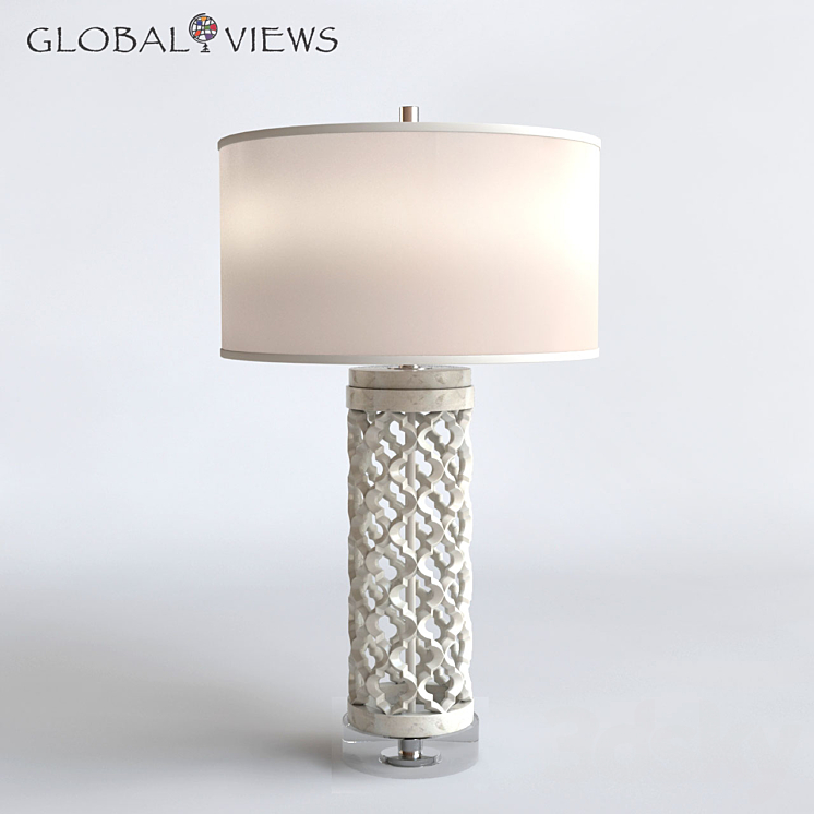 Global Views Lighting Arabesque Round Marble Table Lamp 3DS Max - thumbnail 1