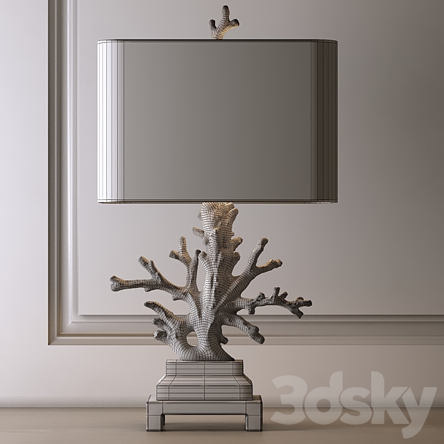 Gold coral table lamp 3DS Max Model - thumbnail 2