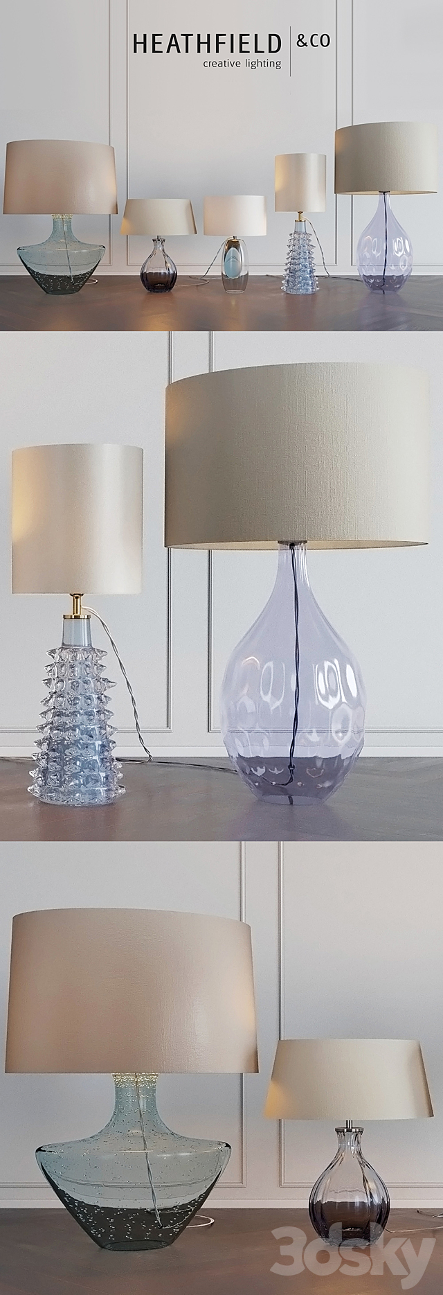 Heathfield & Co_Table Lamps_BLUE_Set 3 3DSMax File - thumbnail 2