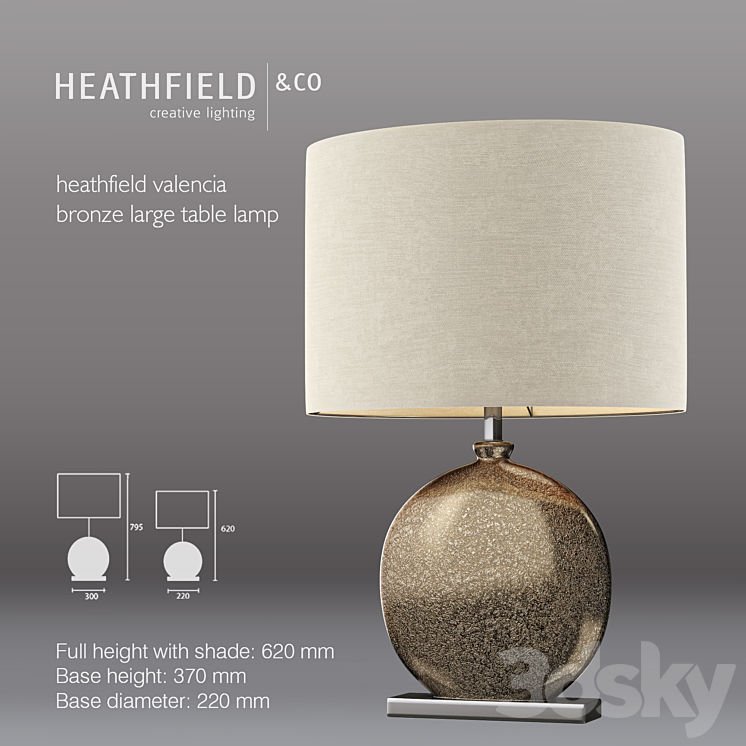 Heathfield valencia bronze large table lamp 3DS Max - thumbnail 1