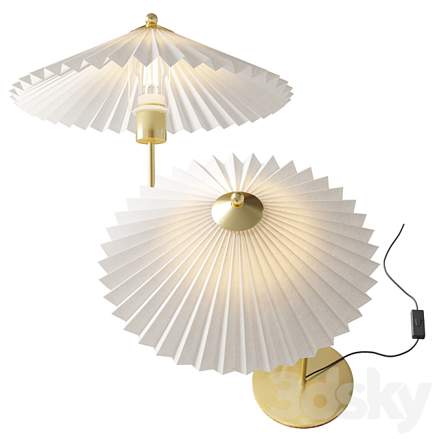 H&M Home Table lamp with pleated shade 3DS Max Model - thumbnail 2