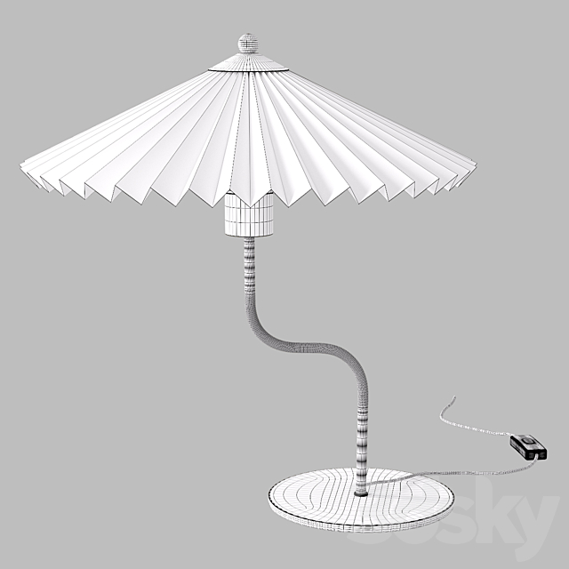 H&M Home Table lamp with pleated shade 3DS Max Model - thumbnail 3