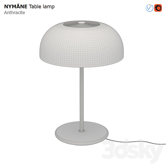 IKEA NYMANE Table Lamp Anthracite 3DS Max Model - thumbnail 3