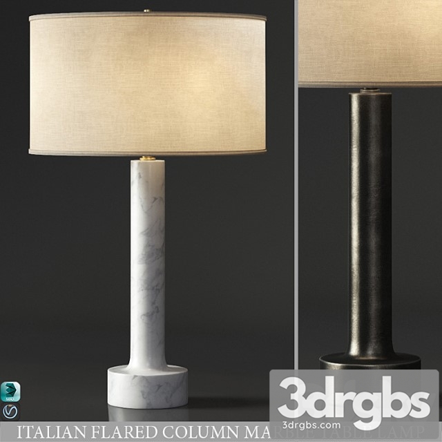 Italian flared column marble table lamp 3dsmax Download - thumbnail 1