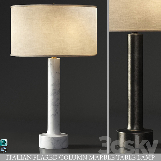 ITALIAN FLARED COLUMN MARBLE TABLE LAMP 3DSMax File - thumbnail 1