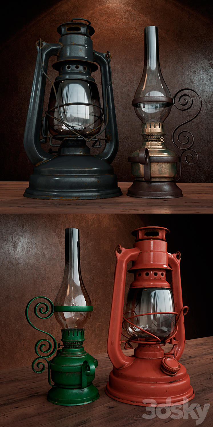 kerosene lamps 3DS Max Model - thumbnail 2