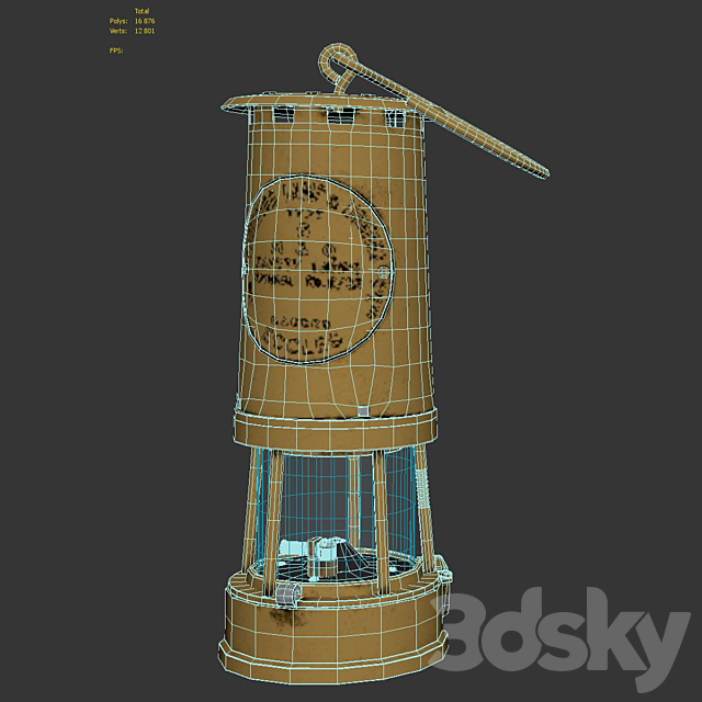 Lantern Brass and Cast Iron Miner’s 3DSMax File - thumbnail 5