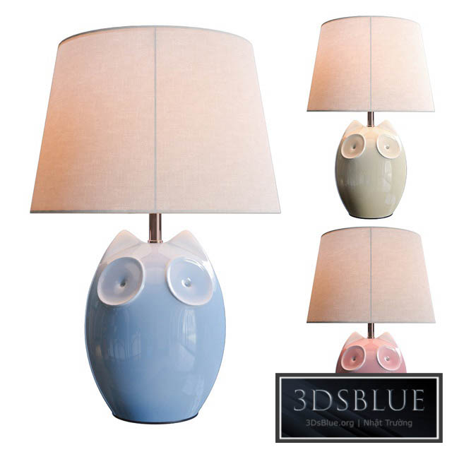 Lighting and Interiors – Hector Owl Table Lamp (blue cream pink) 3DS Max - thumbnail 3