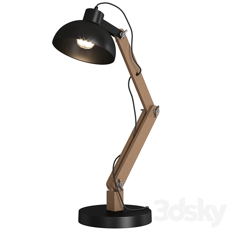 Metal Wood table lamp 3DS Max Model - thumbnail 1