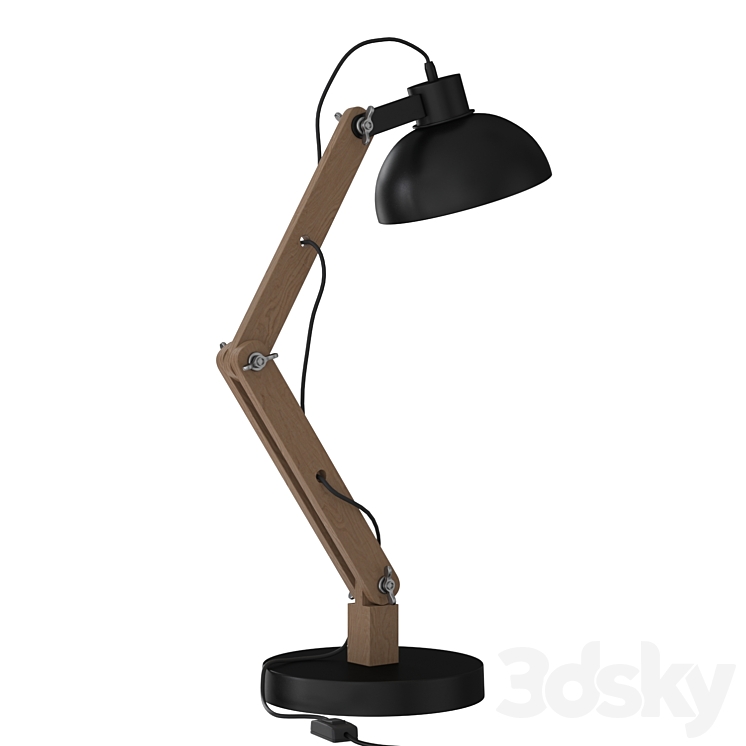 Metal Wood table lamp 3DS Max Model - thumbnail 2