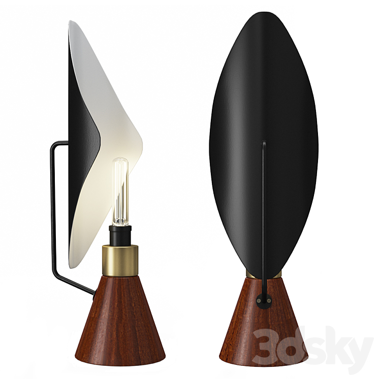 Mid-Century Modern Table Lamp 3DS Max Model - thumbnail 1