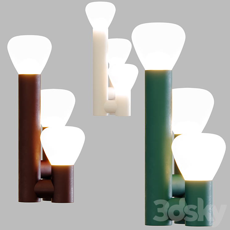 Minimalist Style 3-Light Brown\/Green\/White Table Lamp 3DS Max Model - thumbnail 2