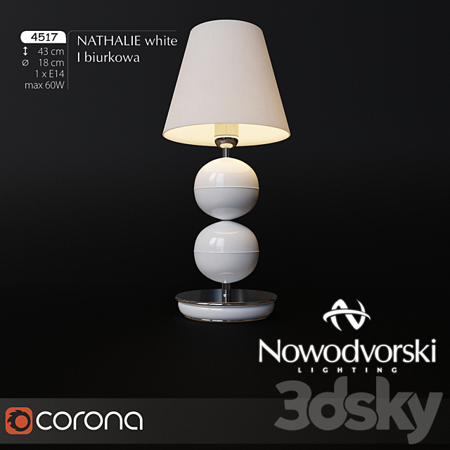 Nowodvorski NATHALIE white I biurkowa 3ds Max - thumbnail 1