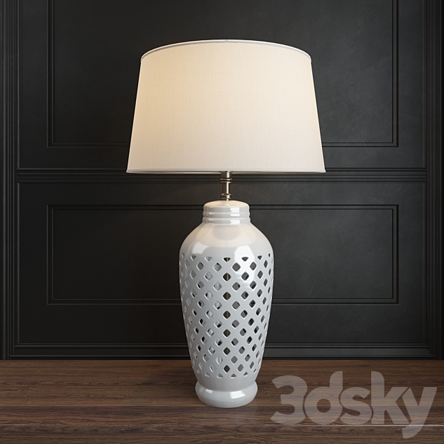 Openwork Ceramic Table Lamp. White 3DSMax File - thumbnail 1