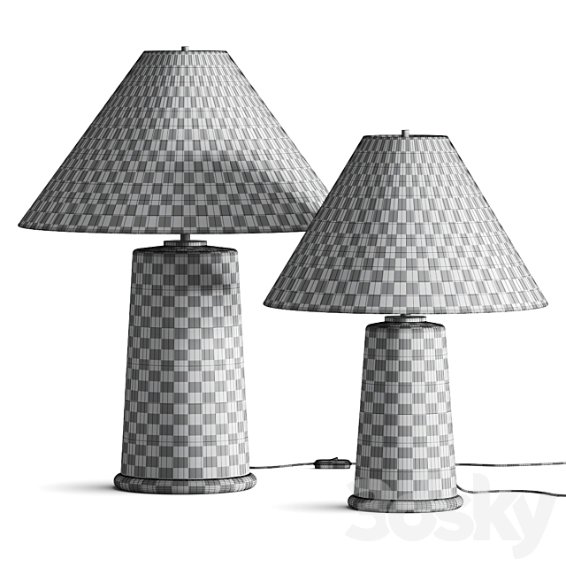 Pottery Barn Avalon Recycled Glass Table Lamp 3DS Max Model - thumbnail 2