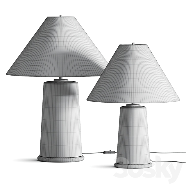 Pottery Barn Avalon Recycled Glass Table Lamp 3DS Max Model - thumbnail 3