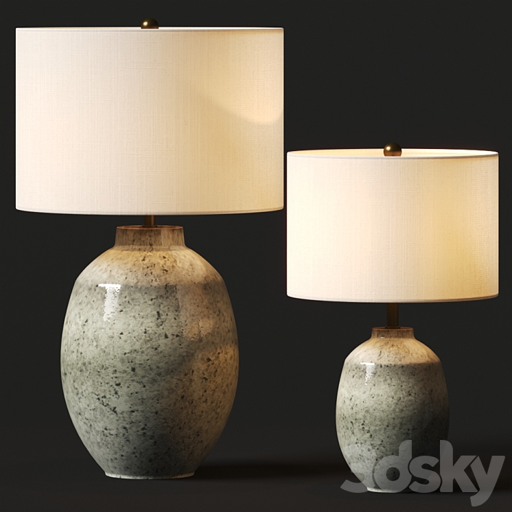 Pottery Barn Ezra Ceramic Table Lamps 3DS Max - thumbnail 2