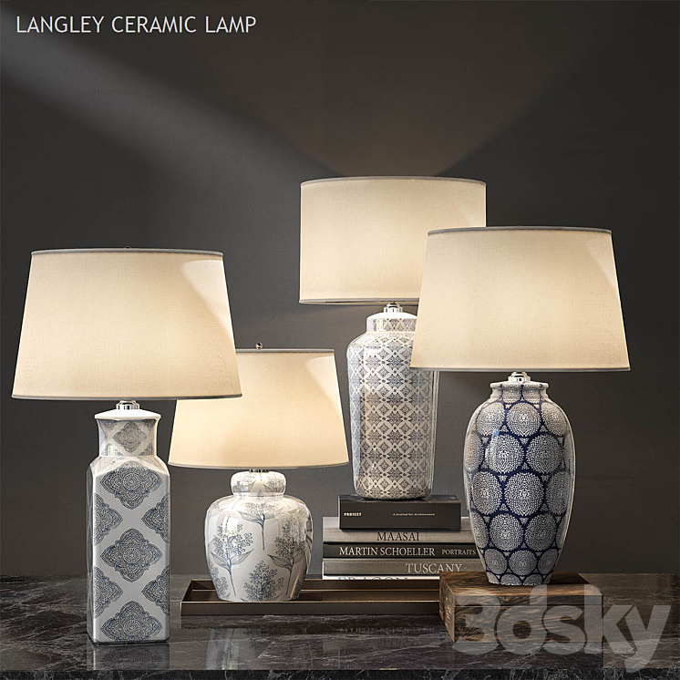 Pottery barn LANGLEY CERAMIC LAMP 3DS Max - thumbnail 1