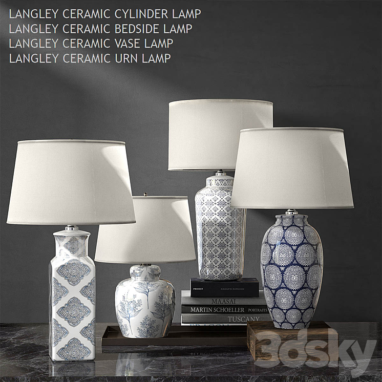 Pottery barn LANGLEY CERAMIC LAMP 3DS Max - thumbnail 2