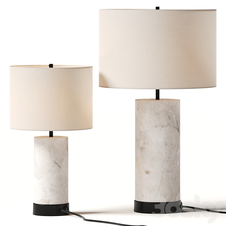 Pottery Barn Windham Alabaster Table Lamps 3DS Max Model - thumbnail 1