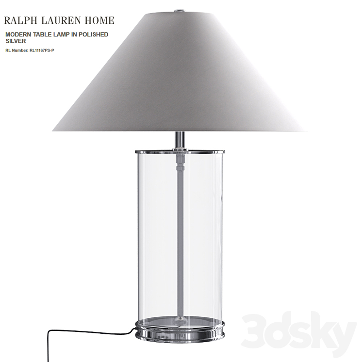 Ralph Lauren MODERN TABLE LAMP IN POLISHED SILVER 3DS Max - thumbnail 1