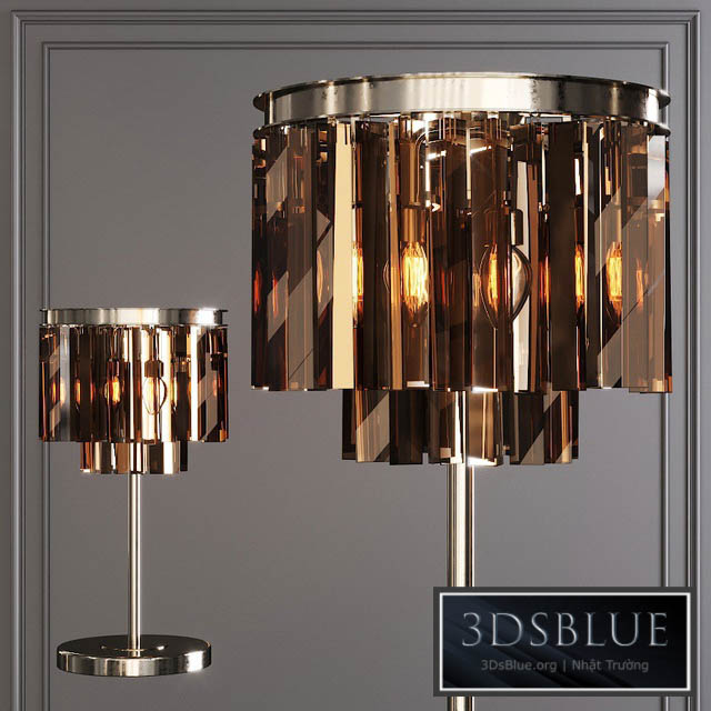 Restoration Hardware 1920S ODEON SMOKE GLASS TABLE LAMP 2-TIER Nickel 3DS Max - thumbnail 3