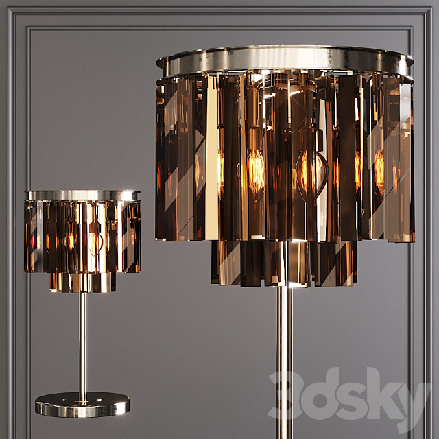 Restoration Hardware 1920S ODEON SMOKE GLASS TABLE LAMP 2-TIER Nickel 3DSMax File - thumbnail 1