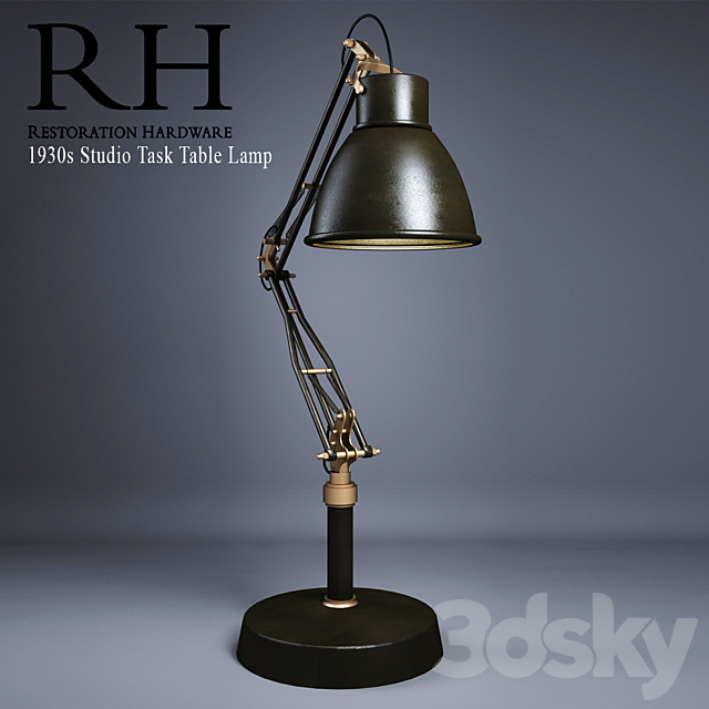 RH 1930s Studio Task Table Lamp 3DSMax File - thumbnail 1