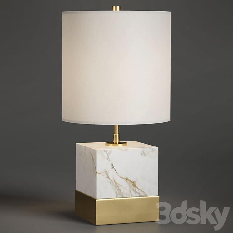 Rockport Marble and Brass Square Accent Table Lamp 3DS Max - thumbnail 1