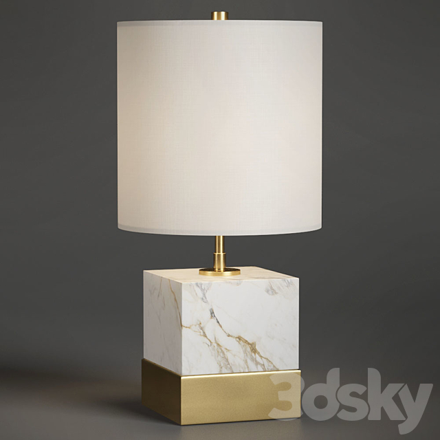 Rockport Marble and Brass Square Accent Table Lamp 3DSMax File - thumbnail 1