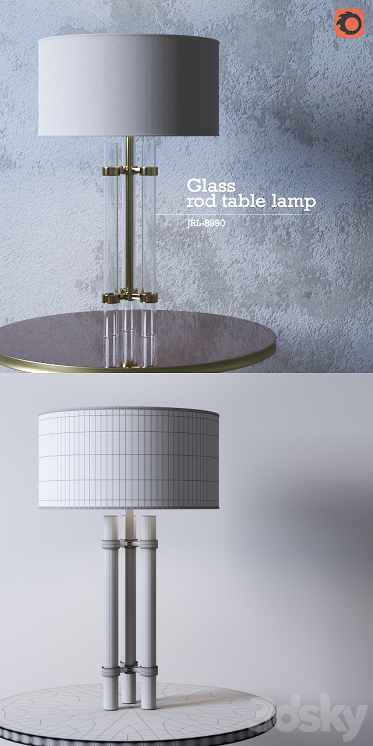 Set of Glass Rod Table Lamp (JRL-8990) & Newel Side Table by Thomas Pheasant (No. 8660) 3DS Max - thumbnail 2