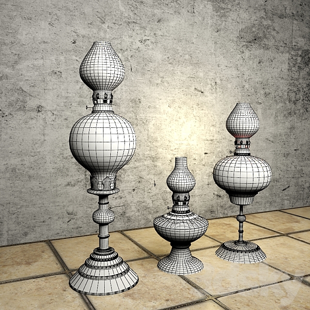 SET OF THREE OIL LAMP 3DSMax File - thumbnail 3