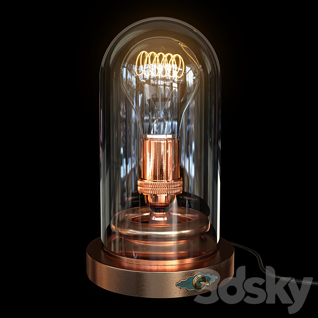 Steampunk Glass Case – Edison Lamp 3DSMax File - thumbnail 2