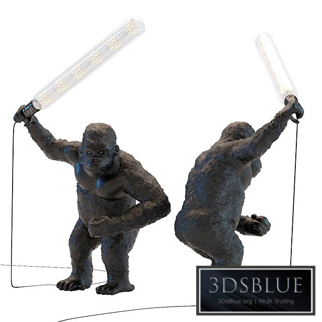 Table Lamp Animal Fighting Kong Mat Black 3DS Max - thumbnail 3