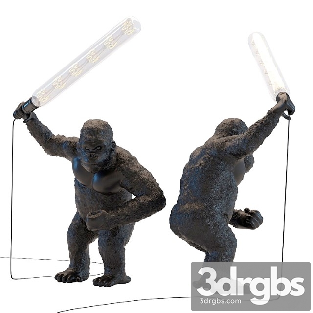 Table lamp animal fighting kong mat black - thumbnail 1