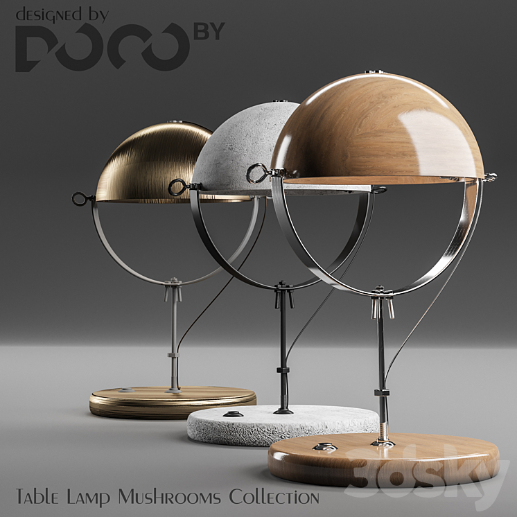 Table lamp collection Mushrooms from the interior design studio DOCOby 3DS Max - thumbnail 1