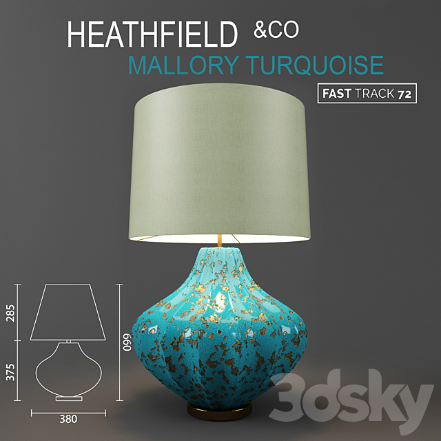 Table lamp HEATHFIELD & Co Mallory Turquoise 3DSMax File - thumbnail 1