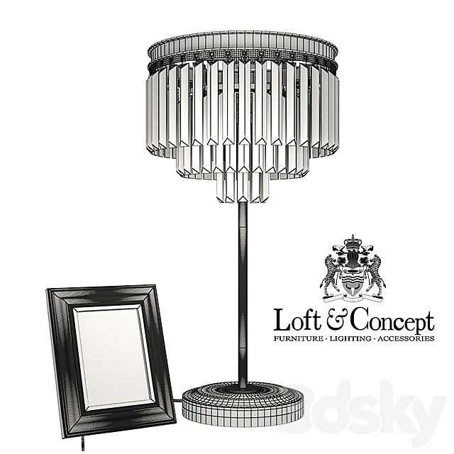 Table lamp RH 1920s Odeon Smoke Glass Fringe 3DSMax File - thumbnail 3