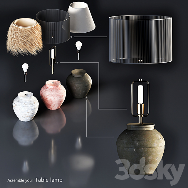 Table lamp-set 01 3DSMax File - thumbnail 3