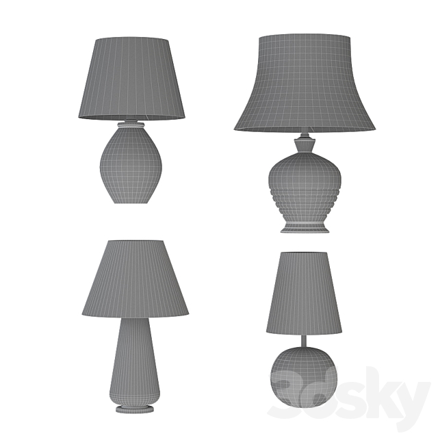 Table lamp set 1 3DS Max Model - thumbnail 2