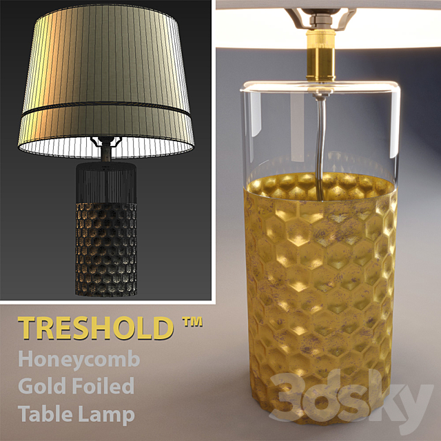 Table Lamp Threshold Honeycomb Gold Foiled Table Lamp 3DS Max Model - thumbnail 2