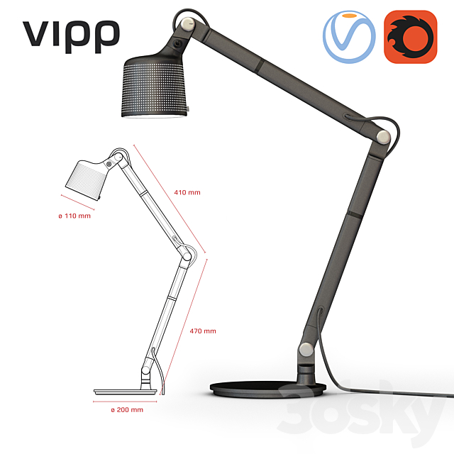 table lamp VIPP 3DSMax File - thumbnail 1