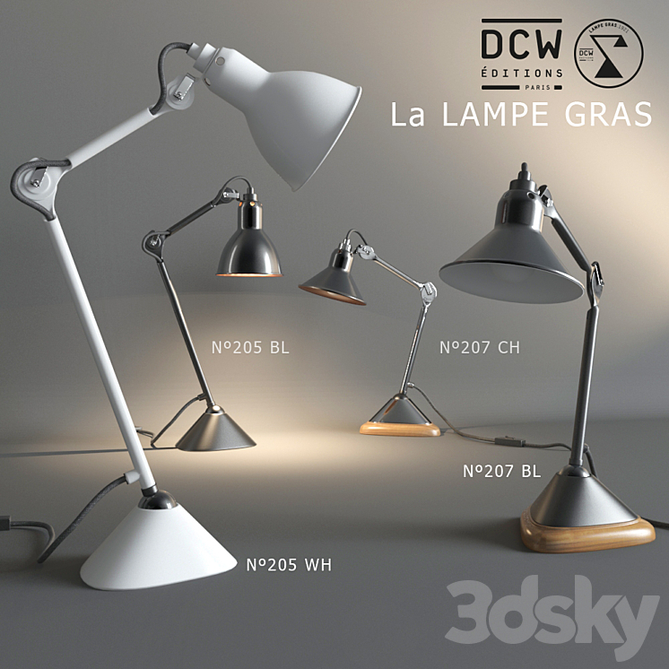 Table light n02 "La Lampe GRAS" 3DS Max - thumbnail 1