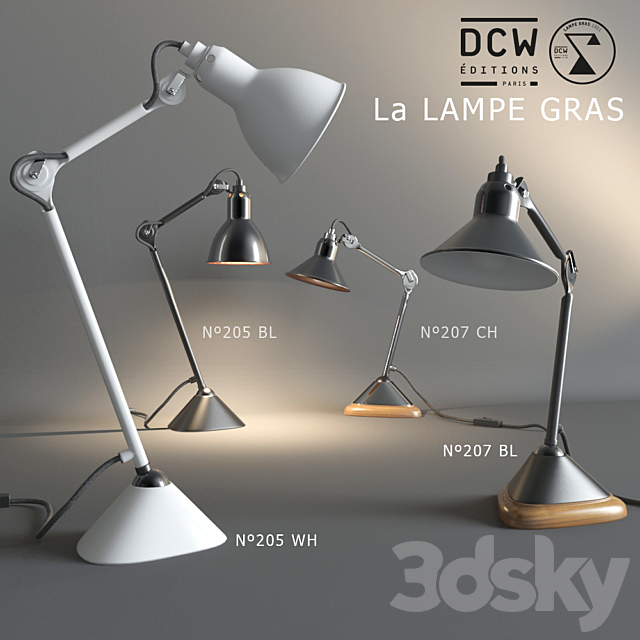 Table light n02 “La Lampe GRAS” 3DS Max Model - thumbnail 1