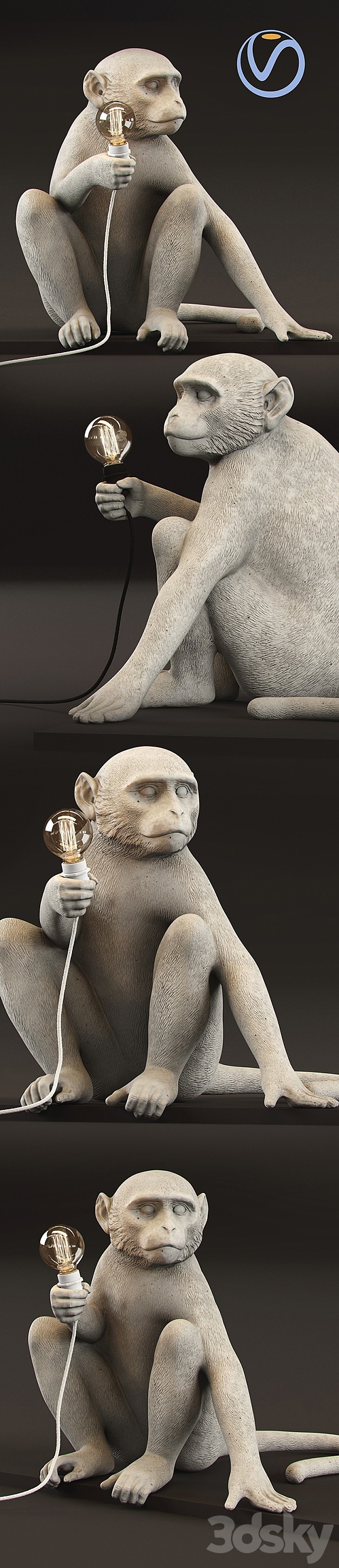 The Monkey Lamp Sitting Version 3DS Max Model - thumbnail 2